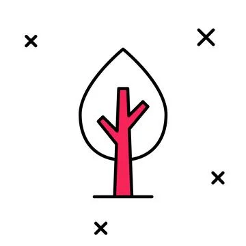 Filled outline Tree icon isolated on white background. Forest symbol.  Vector Stock Illustration