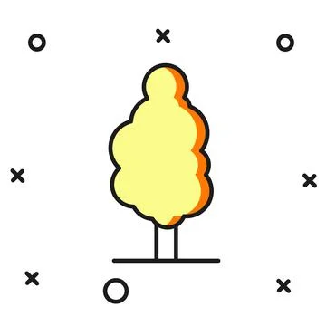 Filled outline Tree icon isolated on white background. Forest symbol. Flat .. Stock Illustration