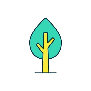 Filled outline Tree icon isolated on white background. Forest symbol.  Vector Stock Illustration