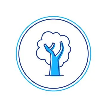 Filled outline Tree icon isolated on white background. Forest symbol.  Vector Stock Illustration