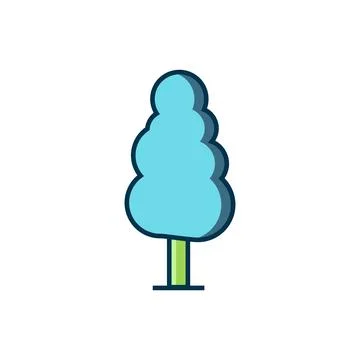 Filled outline Tree icon isolated on white background. Forest symbol. Flat .. Stock Illustration