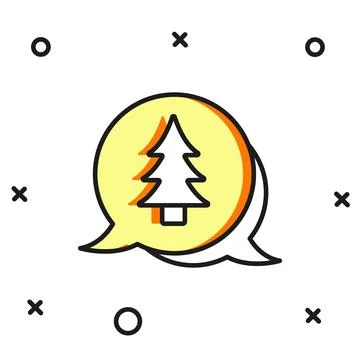 Filled outline Tree icon isolated on white background. Forest symbol. Flat .. Stock Illustration