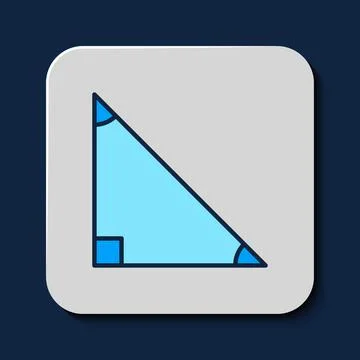Filled outline Triangle math icon isolated on blue background.  Vector Illustrazione stock