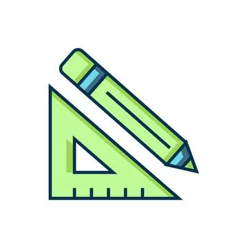 Filled outline Triangular ruler and pencil icon isolated on white backgroun.. Stock Illustration