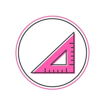 Filled outline Triangular ruler icon isolated on white background. Straightedge Illustrazione stock