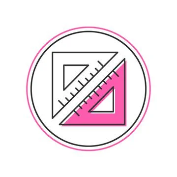 Filled outline Triangular ruler icon isolated on white background. Straightedge Illustrazione stock