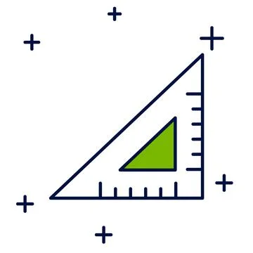 Filled outline Triangular ruler icon isolated on white background. Straighted Illustrazione stock