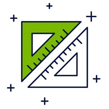 Filled outline Triangular ruler icon isolated on white background. Straighted Stock Illustration