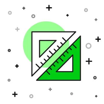 Filled outline Triangular ruler icon isolated on white background. Straighted 스톡 일러스트