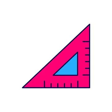 Filled outline Triangular ruler icon isolated on white background. Straightedge Stock Illustration