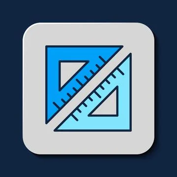 Filled outline Triangular ruler icon isolated on blue background. Straightedg Stock Illustration