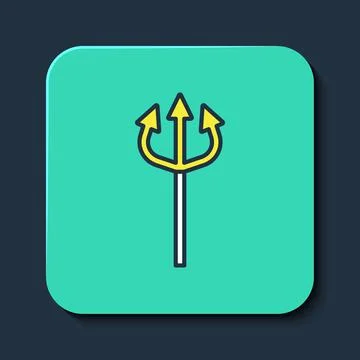 Filled outline Trident devil icon isolated on blue background. Happy Halloween 스톡 일러스트
