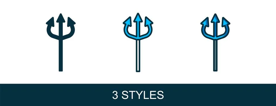 Filled outline Trident devil icon isolated on white background. Happy Hallo.. Illustrazione stock