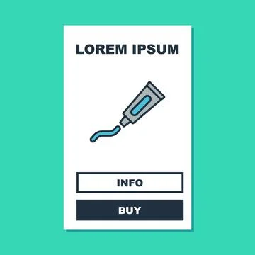 Filled outline Tube of toothpaste icon isolated on turquoise background. Vector Stock Illustration