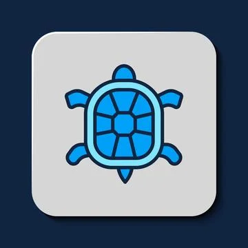 Filled outline Turtle icon isolated on blue background.  Vector Stock Illustration