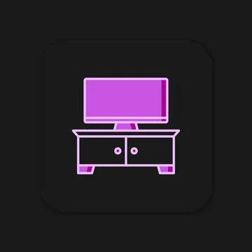Filled outline TV table stand icon isolated on black background. Flat fille.. Stock Illustration