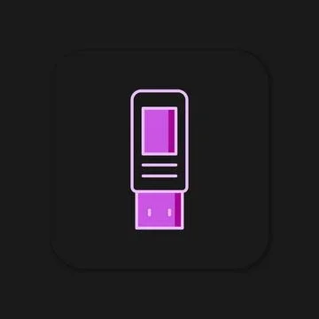 Filled outline USB flash drive icon isolated on black background. Flat fill.. Stock Illustration