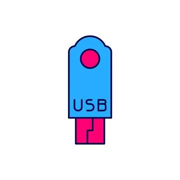 Filled outline USB flash drive icon isolated on white background.  Vector Stock Illustration