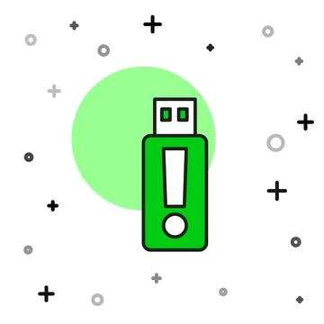 Filled outline USB flash drive icon isolated on white background.  Vector Stock Illustration