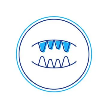 Filled outline Vampire teeth icon isolated on white background. Happy Halloween 스톡 일러스트