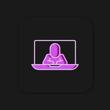Filled outline Video chat conference icon isolated on black background. Onl.. Stock Illustration