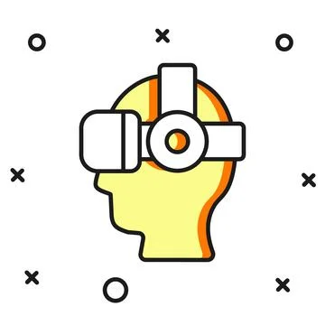 Filled outline Virtual reality glasses icon isolated on white background. S.. Stock Illustration