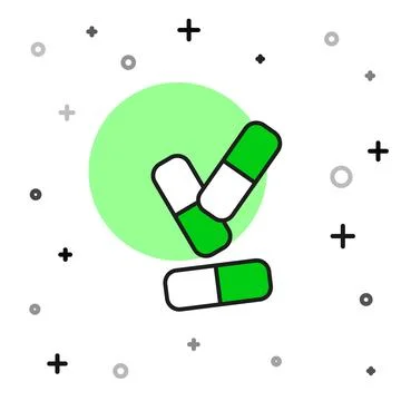 Filled outline Vitamin complex of pill capsule icon isolated on white backg.. Stock Illustration