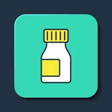 Filled outline Vitamin complex of pill capsule icon isolated on blue backgr.. Stock Illustration