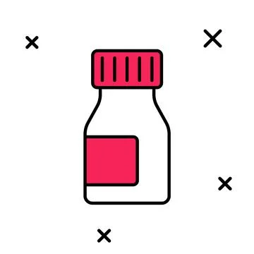 Filled outline Vitamin complex of pill capsule icon isolated on white backg.. 스톡 일러스트