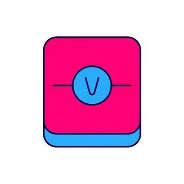 Filled outline Voltmeter electronic component icon isolated on white background Illustrazione stock