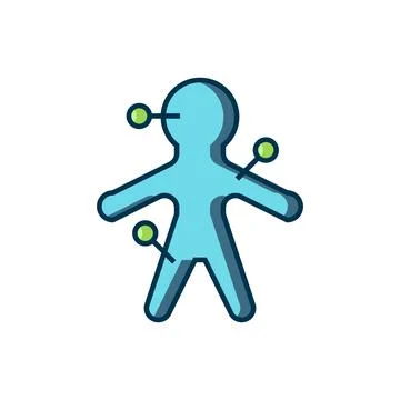 Filled outline Voodoo doll icon isolated on white background. Flat filled o.. Stock Illustration