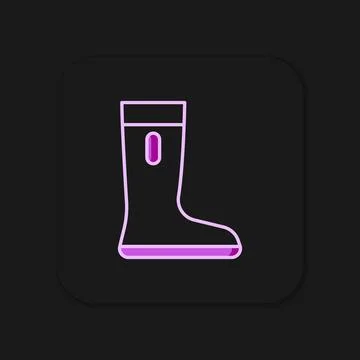 Filled outline Waterproof rubber boot icon isolated on black background. Gu.. Stock Illustration