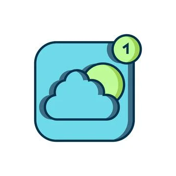 Filled outline Weather forecast app icon isolated on white background. Flat.. 스톡 일러스트