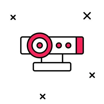 Filled outline Web camera icon isolated on white background. Chat camera. Webcam Stock Illustration