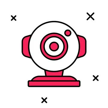 Filled outline Web camera icon isolated on white background. Chat camera. Webcam Stock Illustration