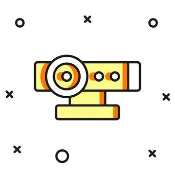 Filled outline Web camera icon isolated on white background. Chat camera. W.. 스톡 일러스트