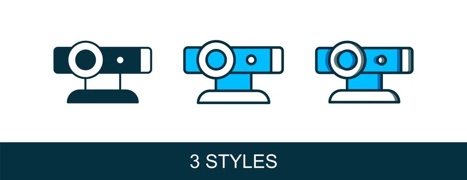 Filled outline Web camera icon isolated on white background. Chat camera. W.. 스톡 일러스트