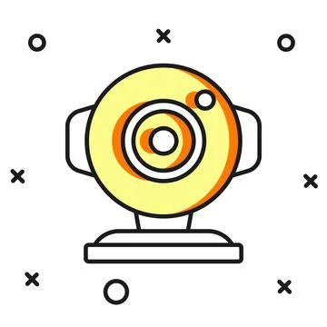Filled outline Web camera icon isolated on white background. Chat camera. W.. 스톡 일러스트