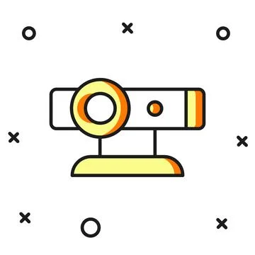 Filled outline Web camera icon isolated on white background. Chat camera. W.. 스톡 일러스트