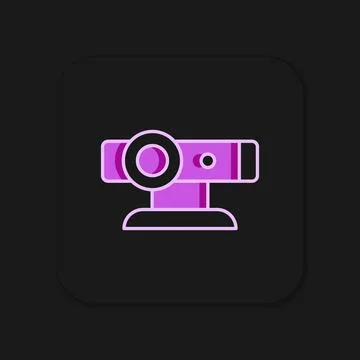 Filled outline Web camera icon isolated on black background. Chat camera. W.. 스톡 일러스트