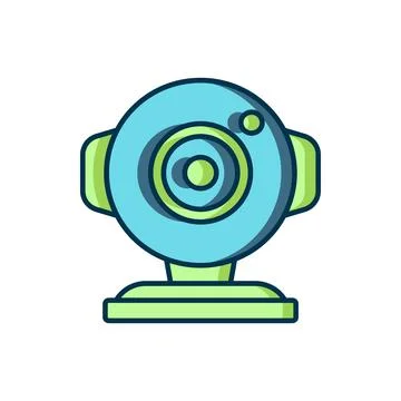 Filled outline Web camera icon isolated on white background. Chat camera. W.. Stock Illustration