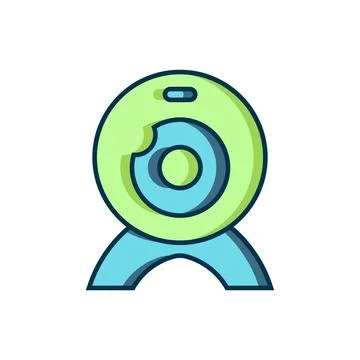 Filled outline Web camera icon isolated on white background. Chat camera. W.. 스톡 일러스트