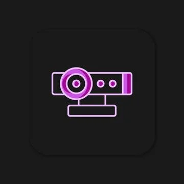 Filled outline Web camera icon isolated on black background. Chat camera. W.. Stock Illustration