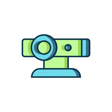 Filled outline Web camera icon isolated on white background. Chat camera. W.. Stock Illustration