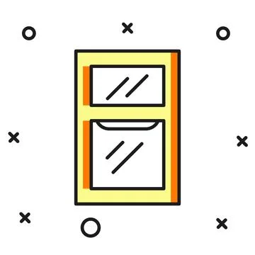 Filled outline Window in room icon isolated on white background. Flat fille.. Stock Illustration