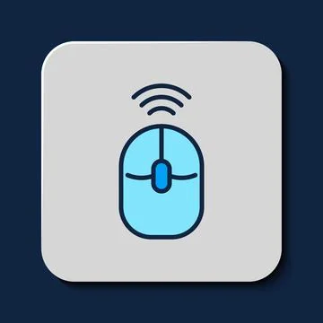 Filled outline Wireless computer mouse icon isolated on blue background. Optical Stock Illustration