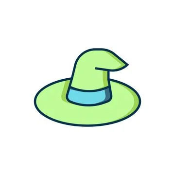 Filled outline Witch hat icon isolated on white background. Happy Halloween.. Stock Illustration