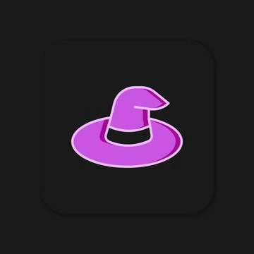Filled outline Witch hat icon isolated on black background. Happy Halloween.. Stock-Illustration