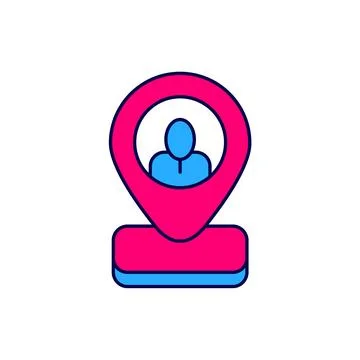 Filled outline Worker location icon isolated on white background. Vector Stock Illustration