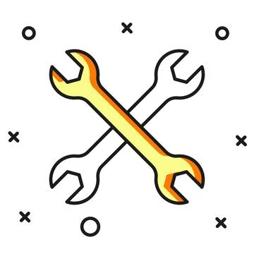 Filled outline Wrench spanner icon isolated on white background. Spanner re.. Stock Illustration